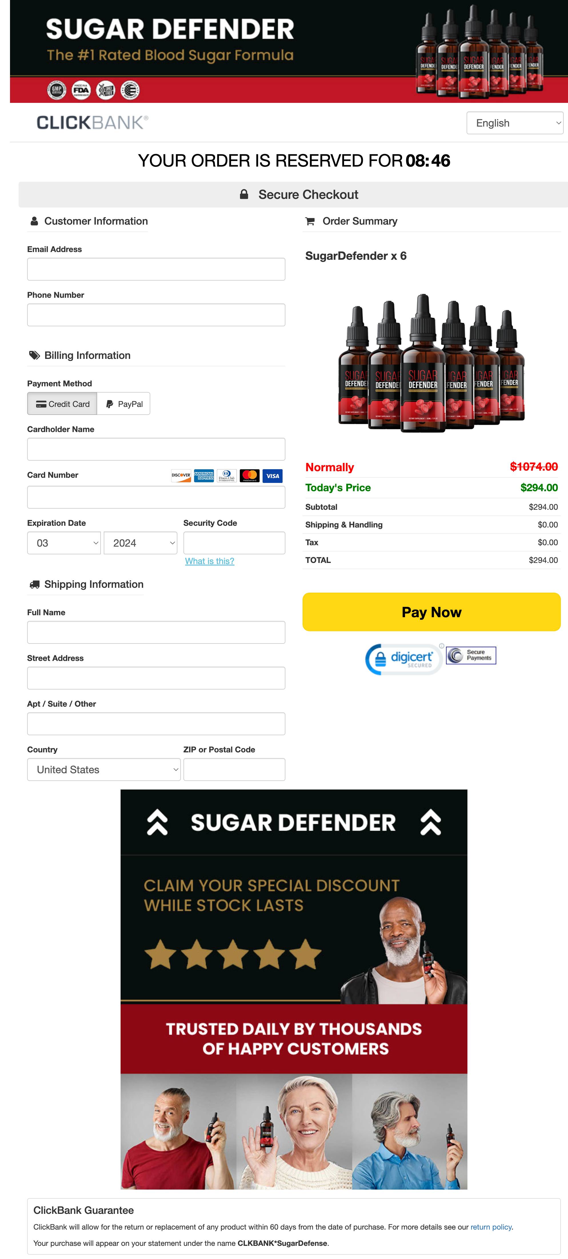 Sugar Defender - Order Page